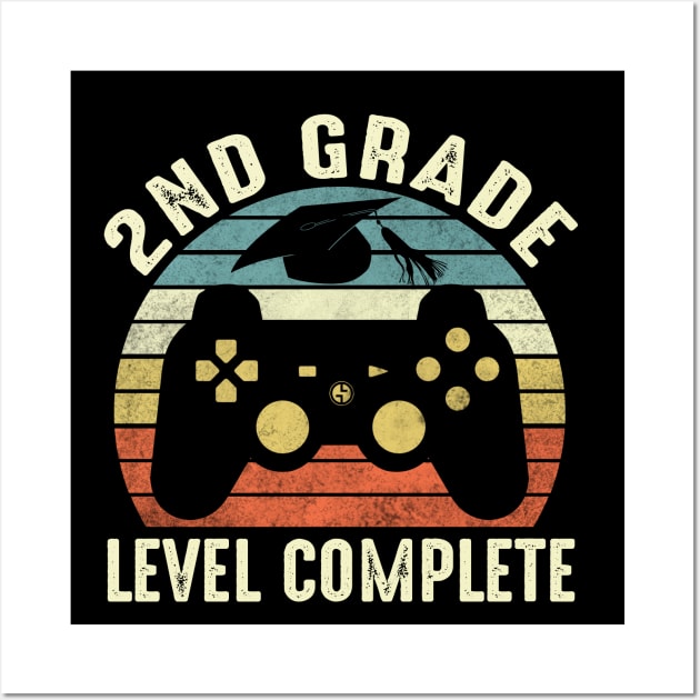 2nd Grade Level Complete Funny Gamer Shirt Last Day of School 2020 Graduation Wall Art by FONSbually